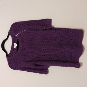 Purple short sleeve sweater tunic, Ann Taylor Loft, size large